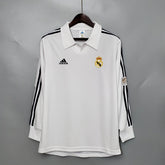 Camisa Real Madrid Titular 2002 - Versão Retrô Manga Comprida