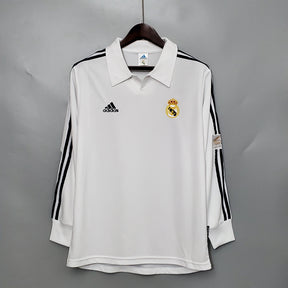 Camisa Real Madrid Titular 2002 - Versão Retrô Manga Comprida