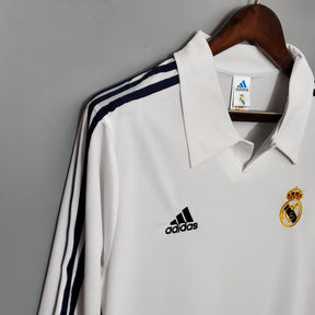 Camisa Real Madrid Titular 2002 - Versão Retrô Manga Comprida