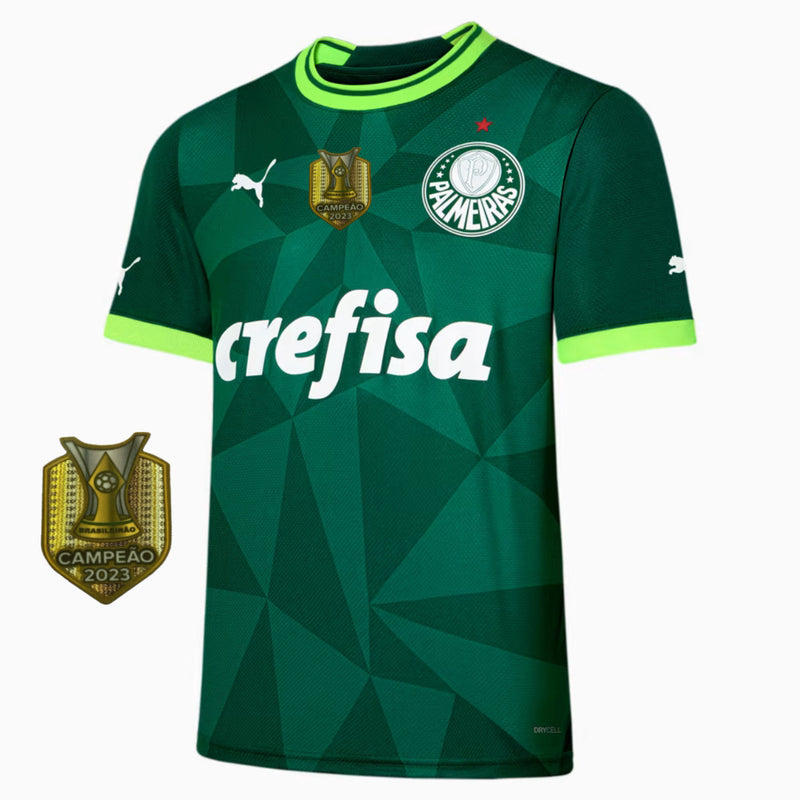 Camisa Palmeiras Home 23/24 - Puma Torcedor Masculina com Patch de atual Campeão Brasileiro 2023